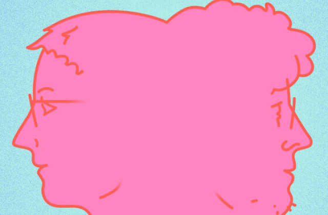 Illustration of a head with two faces
